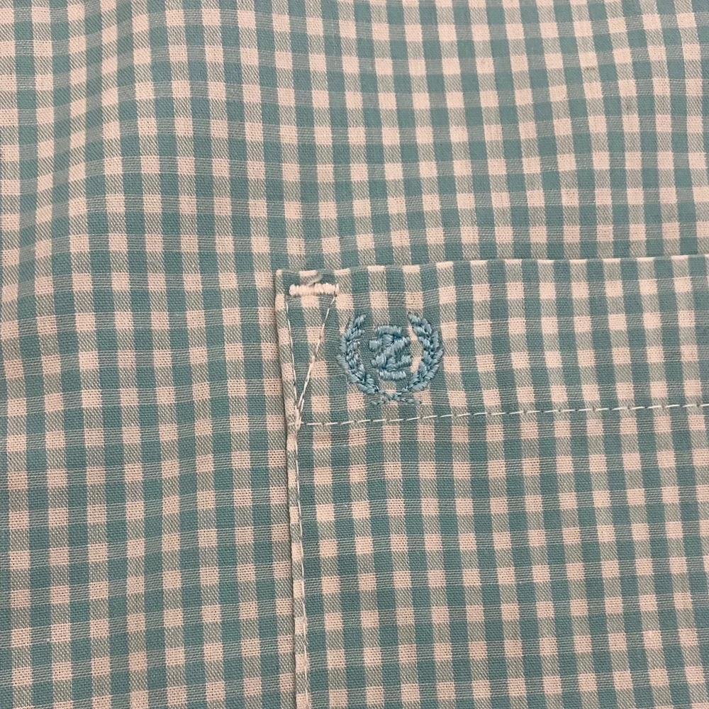 IZOD Men's Easy Care Mint Checkered Button Down Shirt XL - Picture 3 of 7